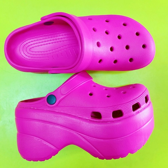 purple platform crocs
